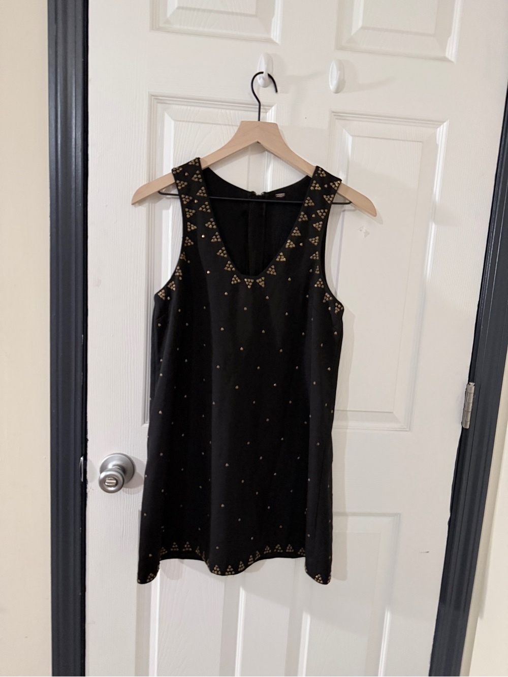 Free People Black Mini Shift Dress with Gold Stud Detailing